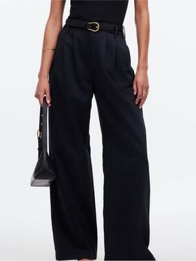 Madewell Harlow Black High-Waist Wide-Leg Trousers size 6 NWT